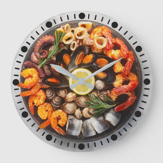 Seafood Platter Große Wanduhr (Vorderseite)