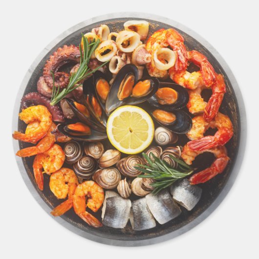 Seafood Platter Runder Aufkleber (Vorderseite)