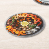 Seafood Platter Runder Pappuntersetzer (Angewinkelt)