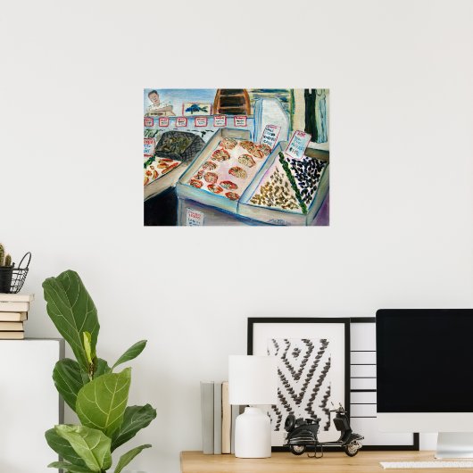 Seafood Sale Art Poster Print (Pike Place Seattle) (Heimbüro)