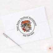 Seafood Shellfish Crab Restaurant Logo Custom 3" Runder Aufkleber (Umschlag)