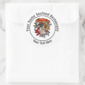 Seafood Shellfish Crab Restaurant Logo Custom 3" Runder Aufkleber (Tasche)