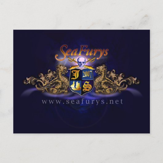 SeaFurys Schild-(blaue) Postkarte (Vorderseite)
