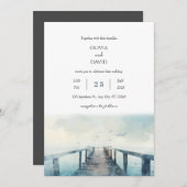 Seageln über Rustikaler Pier Wasserfarbenstrand Ho Einladung (Vorne/Hinten)