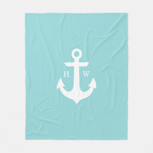 Seaglass Anchor Nautic Monogram Fleecedecke (Vorderseite)