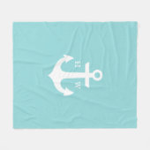 Seaglass Anchor Nautic Monogram Fleecedecke (Vorderseite (Horizontal))