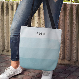 Seaglass Aqua Watercolor Ombre Monogram Tasche