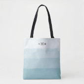 Seaglass Aqua Watercolor Ombre Monogram Tasche (Vorderseite)