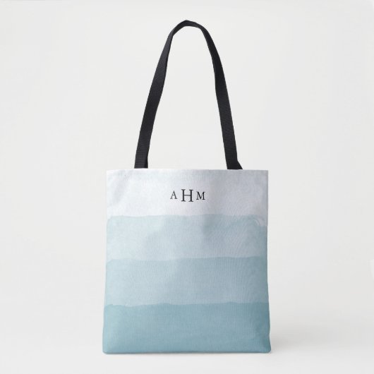 Seaglass Aqua Watercolor Ombre Monogram Tasche (Vorderseite)
