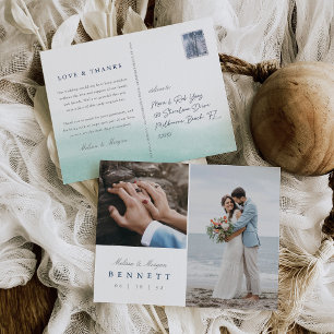 Seaglass Coastal Watercolor Hochzeit Vielen Dank Postkarte