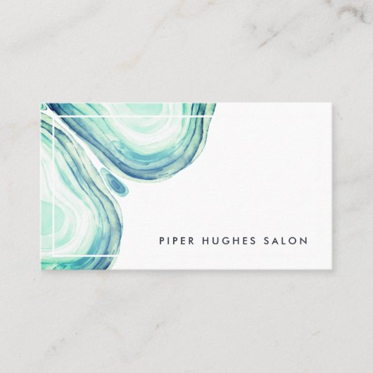 Seaglass Geode | Aqua Watercolor Treuekarte (Vorderseite)