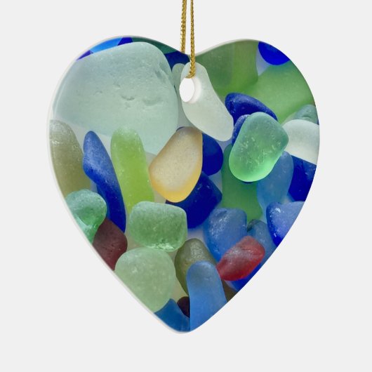 Seaglass-Herzverzierung Keramik Ornament (Rechts)