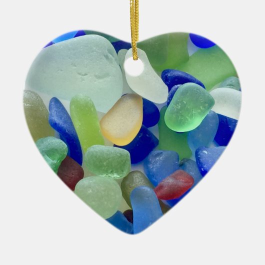 Seaglass-Herzverzierung Keramik Ornament (Vorne)