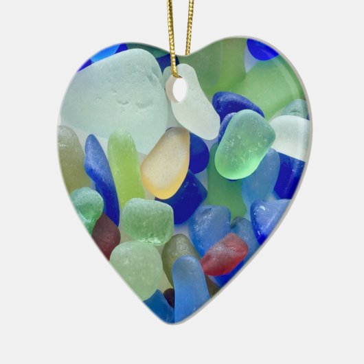 Seaglass-Herzverzierung Keramik Ornament (Links)