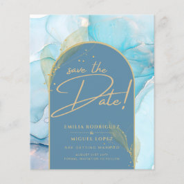 Seaglass INK Aquamarin Aqua Blue Gold Hochzeitstag Flyer