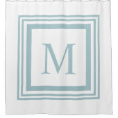 Seaglass-Monogramm mit weißem Quadratzoll Duschvorhang (Vorderseite)