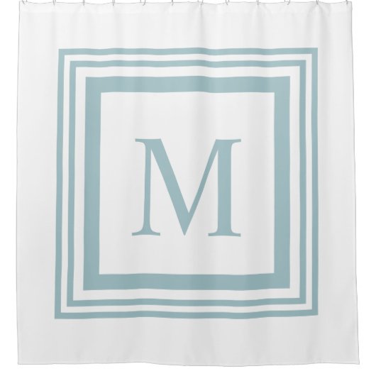 Seaglass-Monogramm mit weißem Quadratzoll Duschvorhang (Vorderseite)