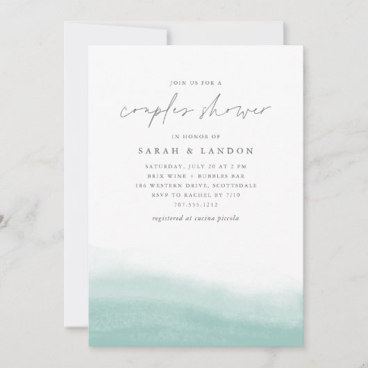 Seaglass tides Coastal Watercolor Paare Dusche Einladung (Vorderseite)