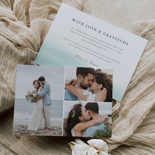 Seaglass Tides | Coastal Watercolor Wedding Foto Dankeskarte