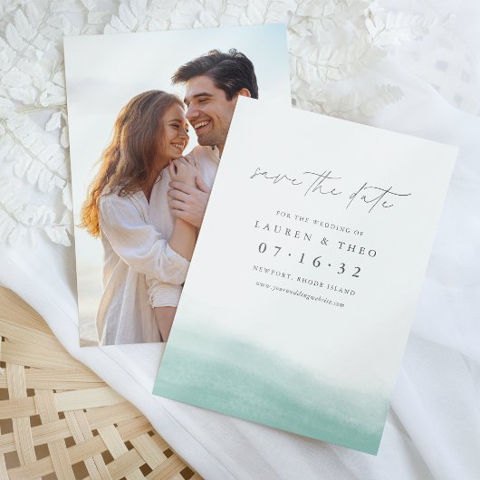 Seaglass Tides Elegantes Einfaches Küstenwasser Save The Date