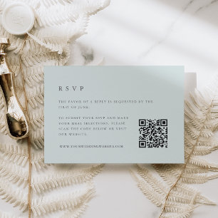 Seaglass Tides Pale Mist Green QR Code RSVP Karte
