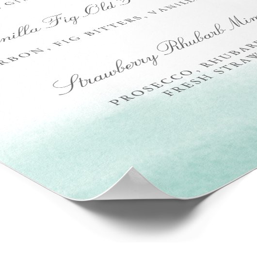 Seaglass Tides Wedding Bar Sign Poster (Ecke)