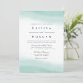 Seaglass Tides Wedding Einladung (Stehend Vorderseite)