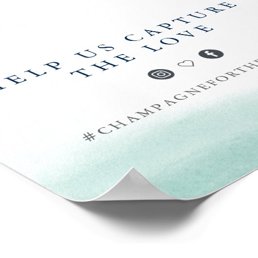 Seaglass Tides Wedding Hashtag Sign Poster (Ecke)