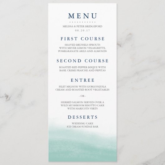 Seaglass Tides Wedding Menu Menükarte (Vorderseite)