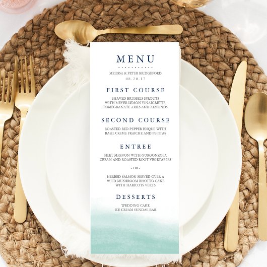 Seaglass Tides Wedding Menu Menükarte