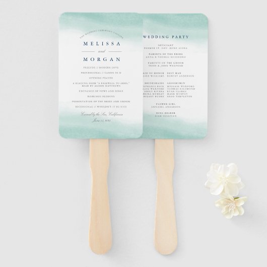 Seaglass Tides Wedding Program Fächer (Vorne und Hinten)