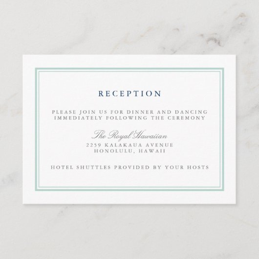 Seaglass Tides Wedding Reception Begleitkarte (Vorderseite)