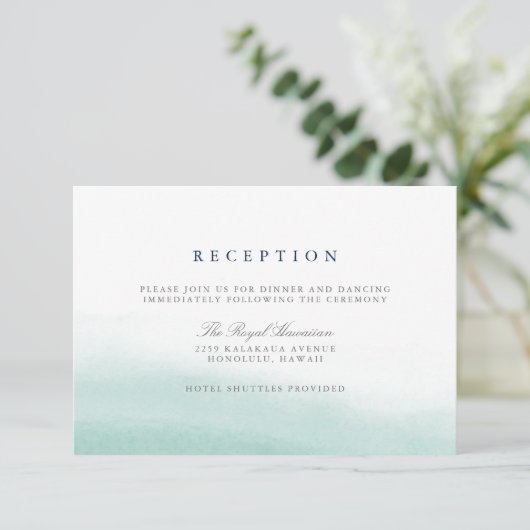 Seaglass Tides Wedding Reception Enclosure Card Einladung (Stehend Vorderseite)