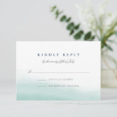 Seaglass Tides Wedding RSVP Karte (Stehend Vorderseite)