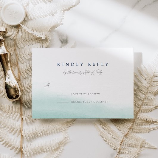 Seaglass Tides Wedding RSVP Karte