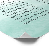 Seaglass Tides Wedding Seating Chart Poster (Ecke)