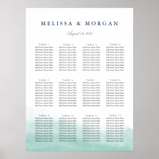 Seaglass Tides Wedding Seating Chart Poster (Vorne)
