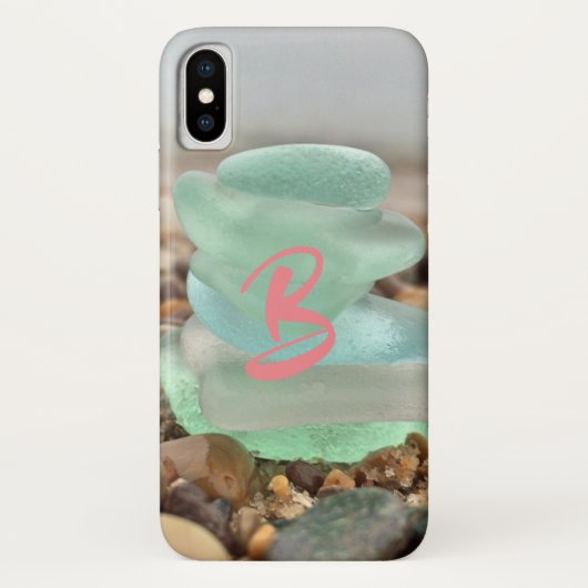 Seaglass und Strand Sand aquamarin blaugrün braun Case-Mate iPhone Hülle (Rückseite)