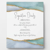 Seaglass Wasserfarbe Signature Drinks Hochzeitszei Fotoplatte (Vorderseite)