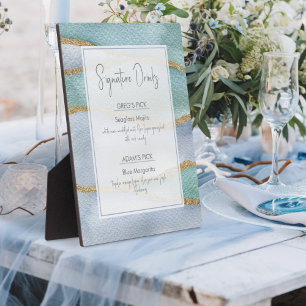 Seaglass Wasserfarbe Signature WedgeDrink Zeichen Fotoplatte