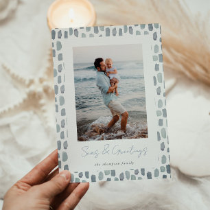 Seaglass Watercolor Modernes minimales Foto an d Feiertagskarte