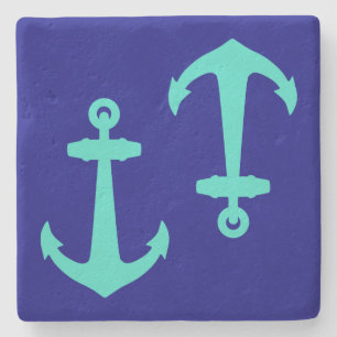 Seagreen Anchor im Design der weißen Küste Steinuntersetzer