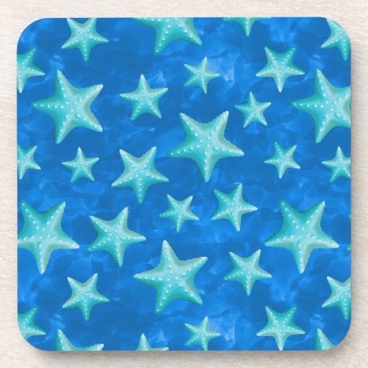 Seagreen Navy Starfish Summer Beach Nautic Getränkeuntersetzer (Vorderseite)