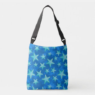 Seagreen Navy Starfish Summer Beach Nautical Tragetaschen Mit Langen Trägern