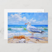 Seagul am Strand des baltischen Meeres. Impression Postkarte (Vorne/Hinten)