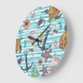 Seagul Starfish Pattern Große Wanduhr (Winkel)