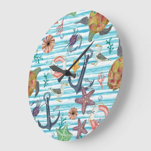 Seagul Starfish Pattern Große Wanduhr (Winkel)