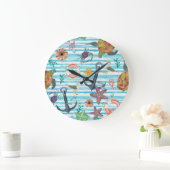 Seagul Starfish Pattern Große Wanduhr (Zuhause)