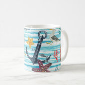 Seagul Starfish Pattern Kaffeetasse (VorderseiteRechts)