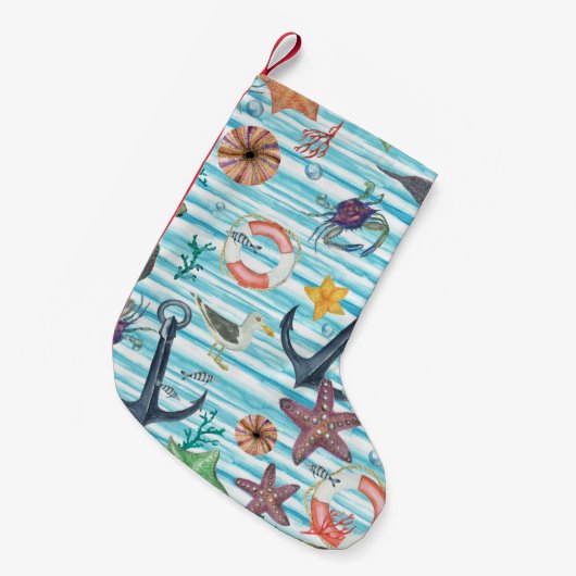 Seagul Starfish Pattern Kleiner Weihnachtsstrumpf (Vorderansicht (hängend))